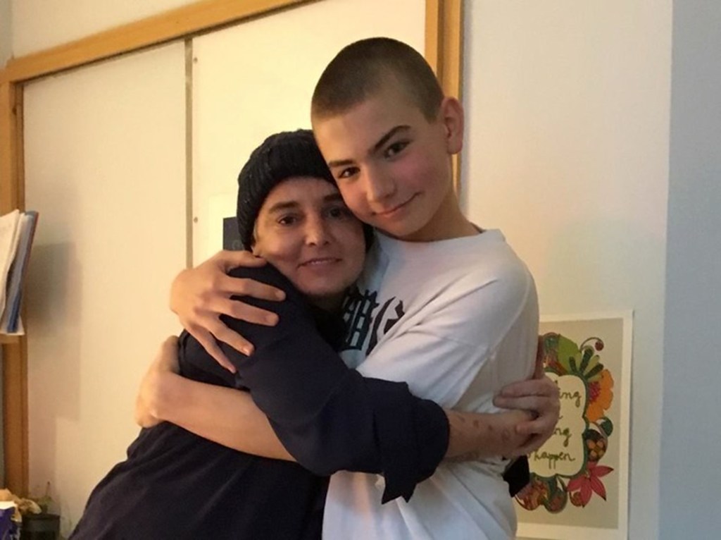 Sinead O'Connor with her late son, Shane, hugging. 