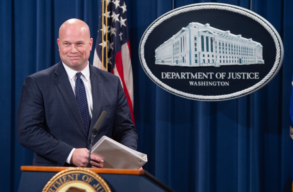 former acting Attorney General Matthew Whitaker is pictured