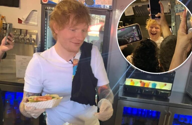 Ed Sheeran slings hot dogs at Chicago’s The Wieners Circle