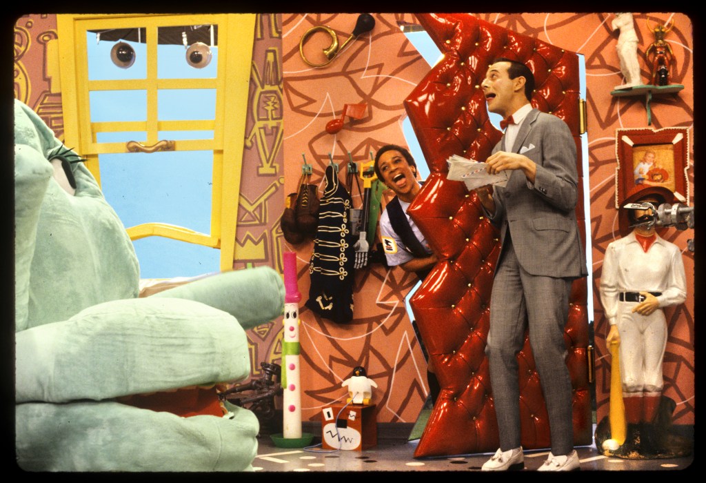 Publicity still from 'Pee Wee's Playhouse,' CBS TV's comedy starring Paul Reubens and S Epatha Merkerson, 1986.