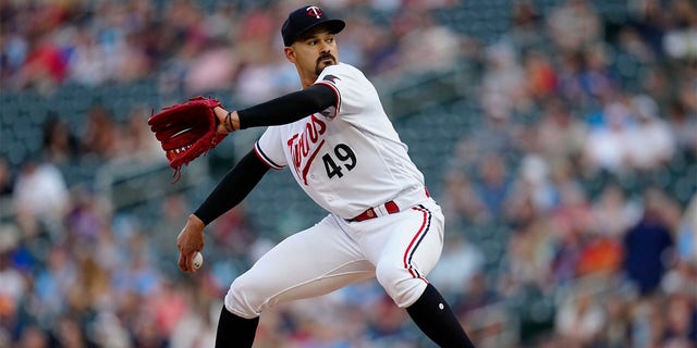 Pablo Lopez throws pitch