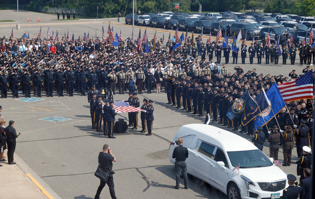 On Saturday, the Fargo Police Department escorted his cremains to Pequot Lakes, Minnesota, for his funeral service, which was attended by loved ones, dignitaries and law enforcement agencies from across the country.