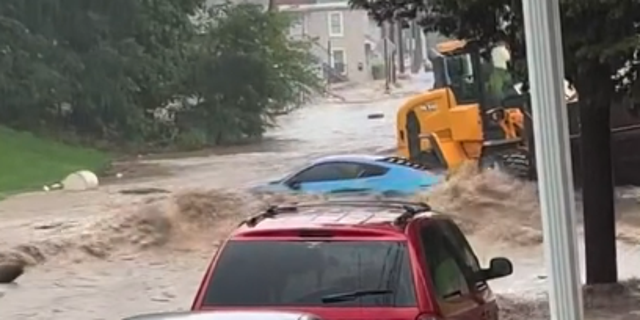 Car hits bulldozer in Reading, Pennsylvania