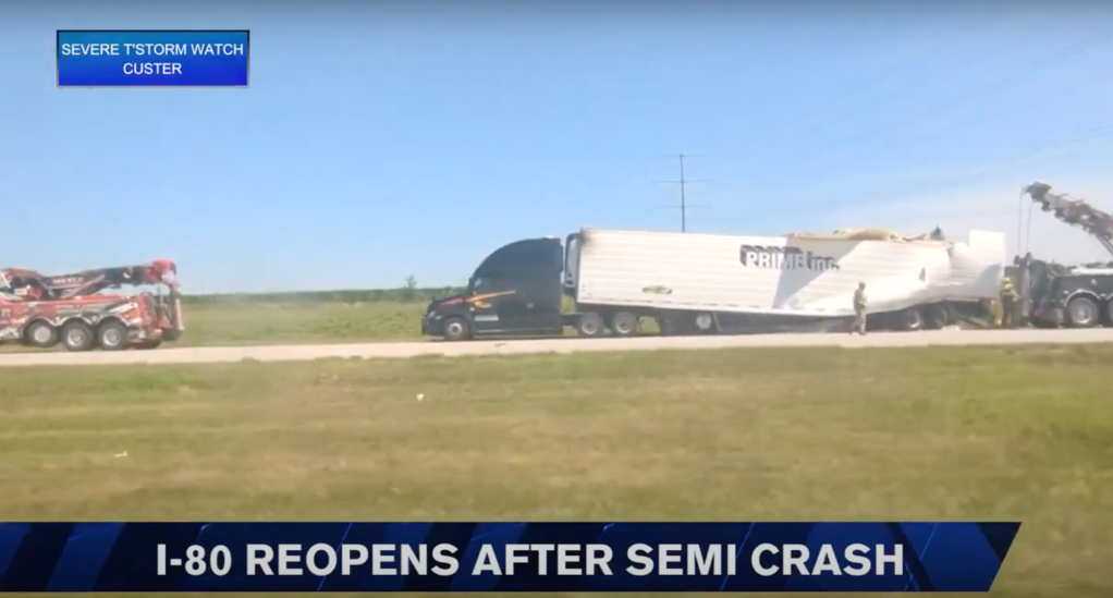 The burrito truck had slowed for traffic, but the cattle car collided with the rear of the semi.