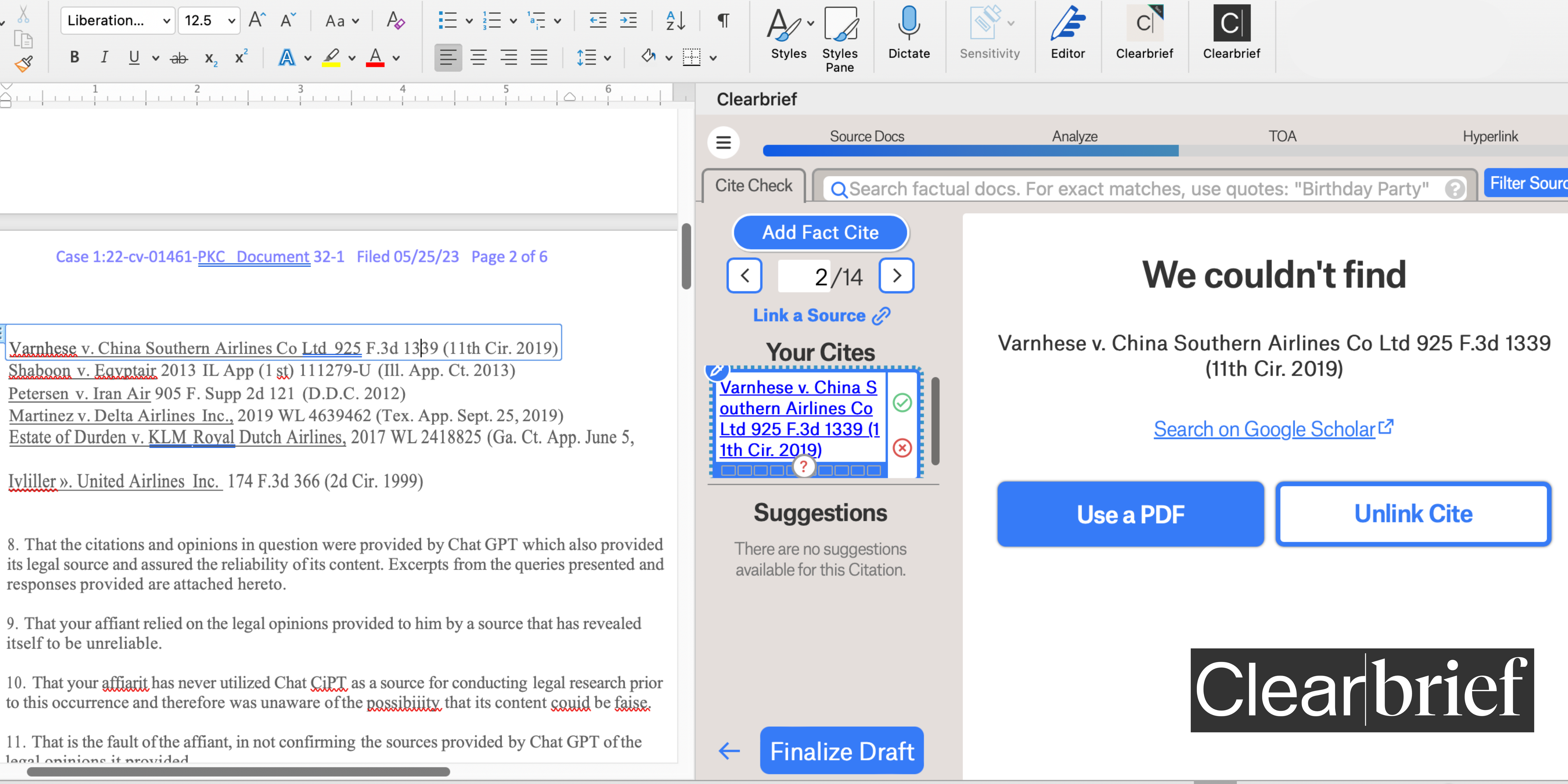 Spotting Fake Cases (using Avianca affidavit)