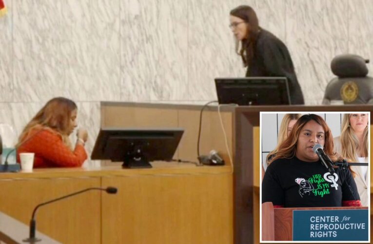 Texas woman Samantha Casiano vomits while on stand during abortion ban hearing