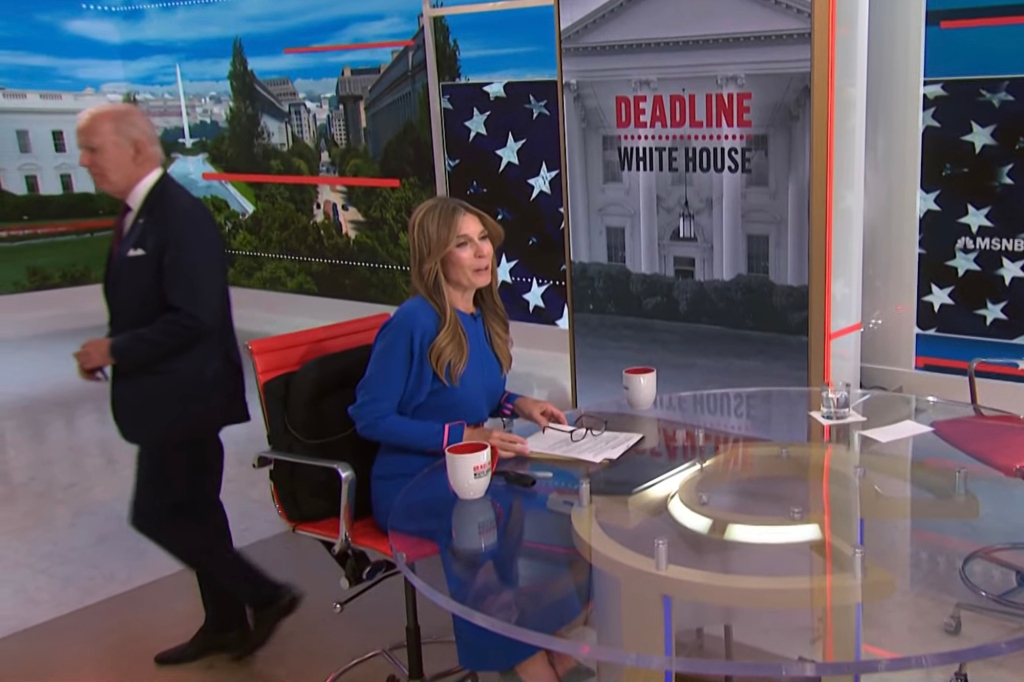 With the cameras still rolling, President Biden got out of his chair, shook hands with host Nicolle Wallace and awkwardly walked away.