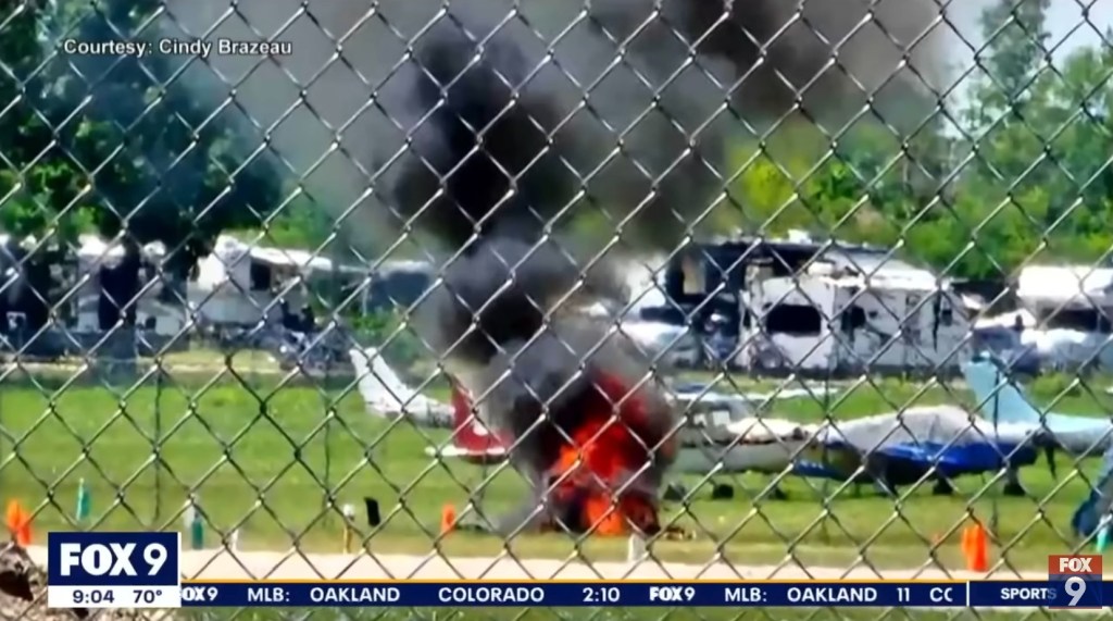 Wreckage from the second fatal crash involving attendees of the airshow.