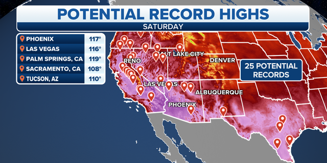 Potential record high temperatures in the western U.S.