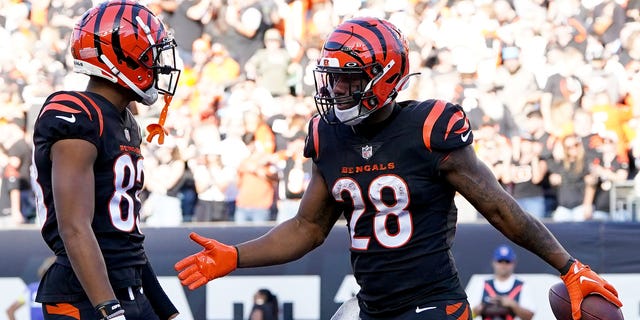 Joe Mixon high fives teammate