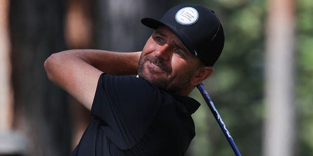 Mardy Fish tees off at the American Century Championship