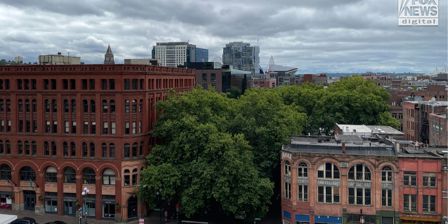 A skyline photo of Seattle