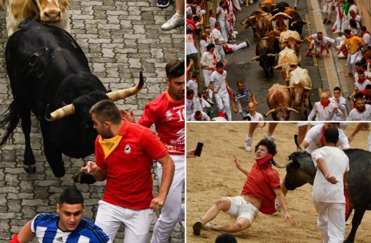 Thousands take part in first running of the bulls in Spain’s San Fermin festival