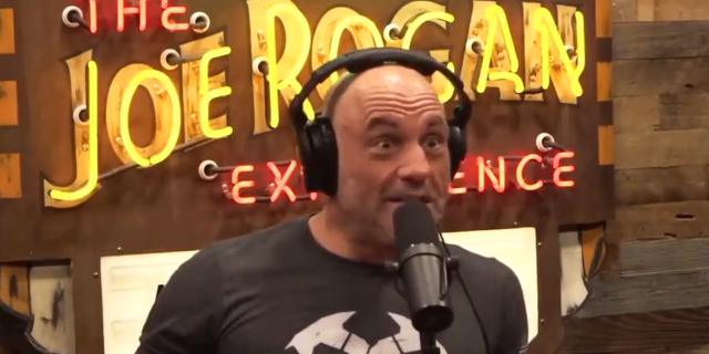 Joe Rogan talks into microphone