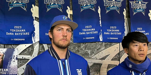 Trevor Bauer speaking to Japanese media