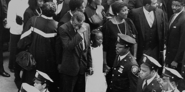 NYPD funeral with young daughter