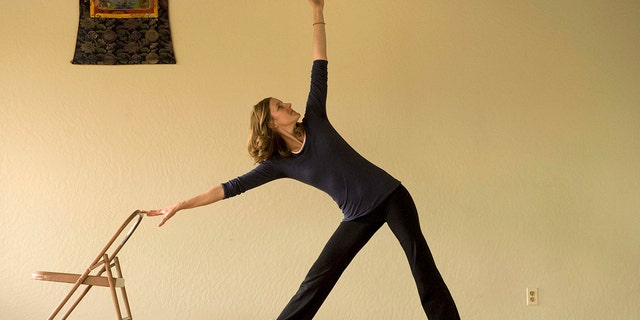 A woman doing a yoga pose