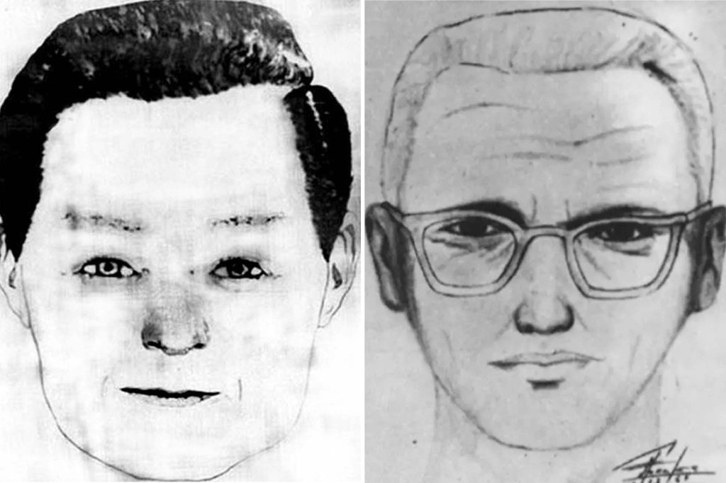 The left sketch is consistent with the recollection of witness Linda Jensen, who was at Lake Berryessa the day of the stabbings. The right is the police sketch which went out of the Zodiac after Paul Stine's murder.