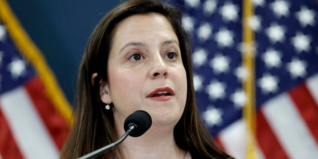 Stefanik at press conference after Trump says he is a target in the Jack Smith Jan. 6 probe