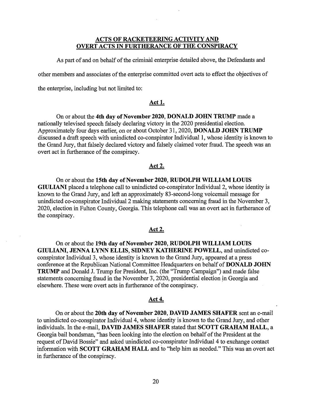 Page 20 of Georgia Indictment PDF document.