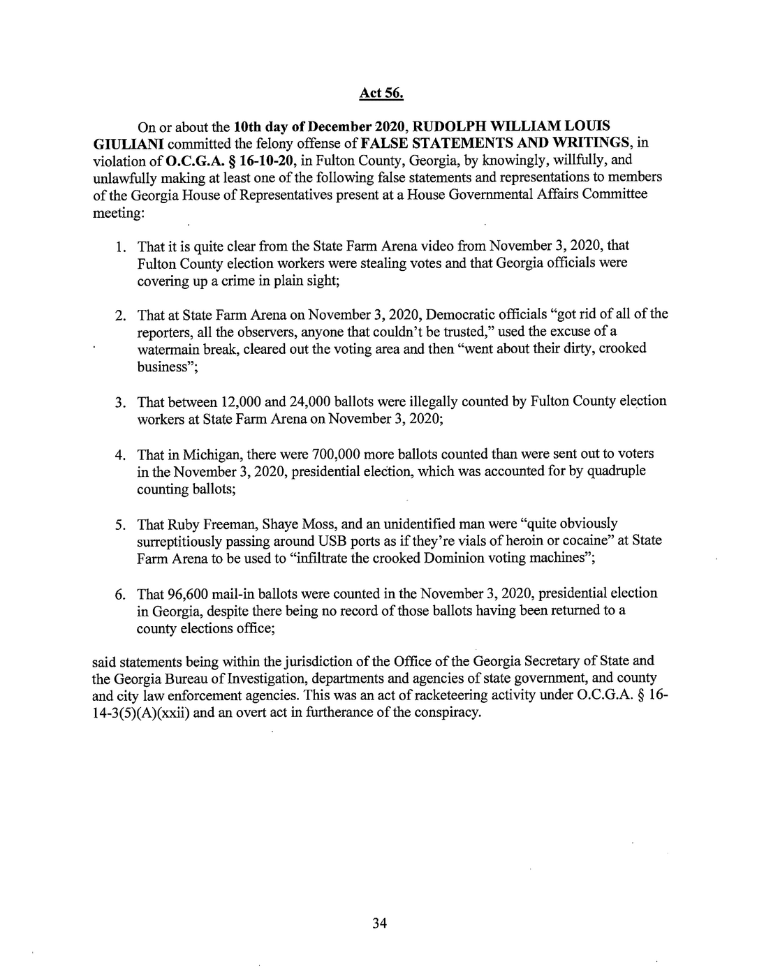 Page 34 of Georgia Indictment PDF document.