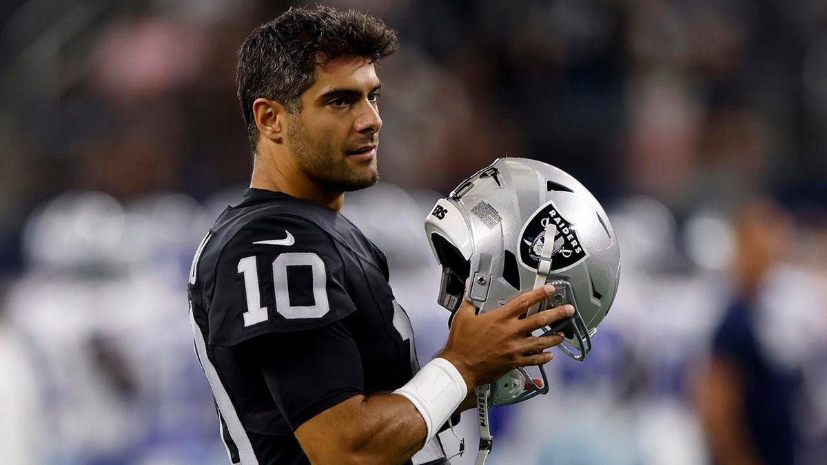 Jimmy Garoppolo with helmet off