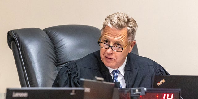 Judge John Judge speaks from the bench in his Latah County courtroom in Idaho