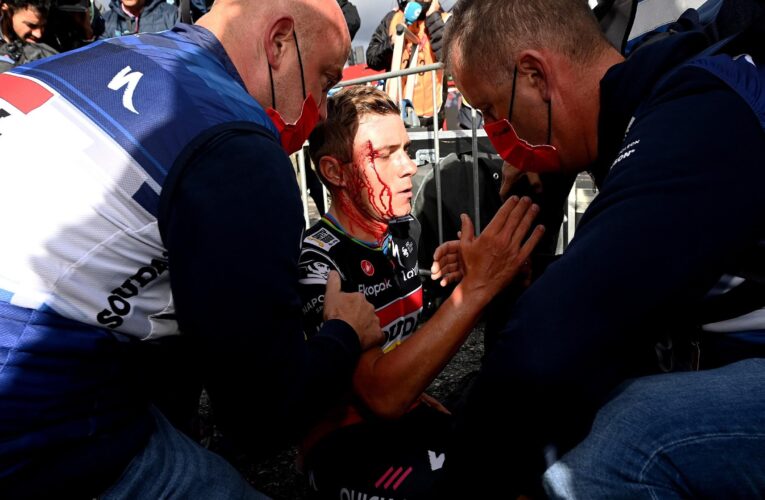 Remco Evenepoel raises safety frustrations after crash after Vuelta a Espana Stage 3 win – ‘It’s breaking my balls’