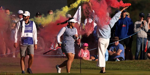 Protesters disrupt the final round of the AIG Women's Open