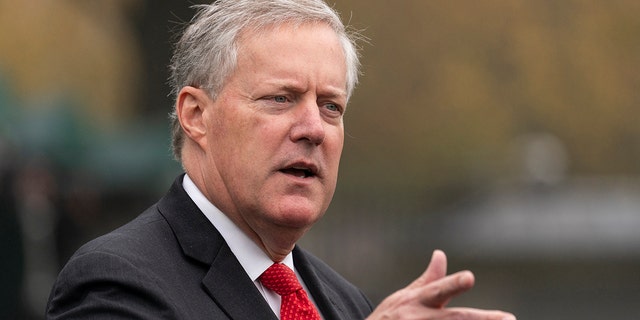 Mark Meadows speaks to media outside White House