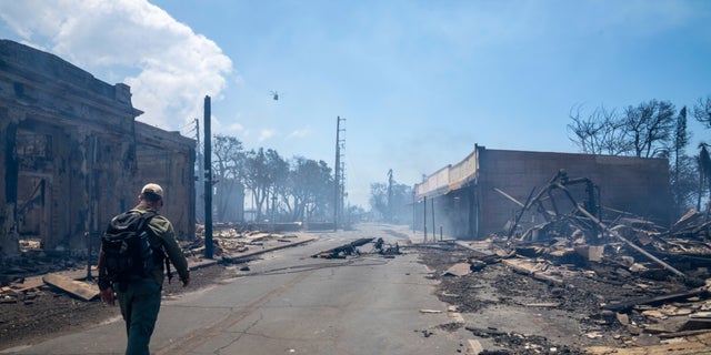 Wildfire wreckage in Lahaina on Maui