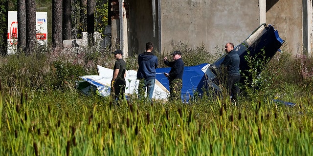 A plane, people observing