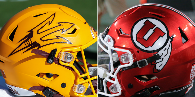 Arizona State and Utah helmets