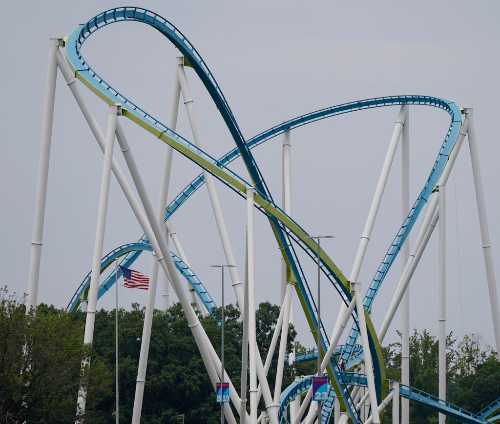 The Fury 325 roller coaster at Carowinds amusement park is seen on Monday, July 3, 2023, in Charlotte, N.C.
