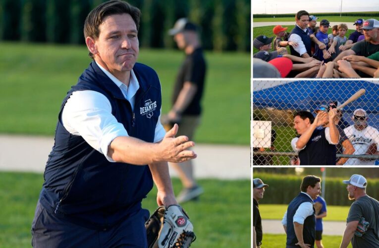 DeSantis plays baseball and dodges Trump charges question at Field of Dreams in Iowa
