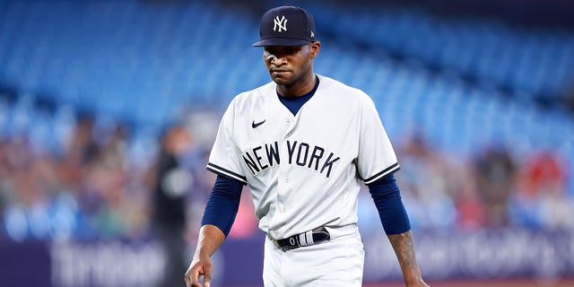 Domingo German walks off field