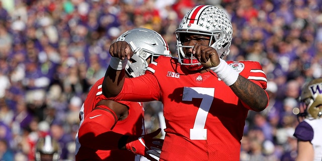 DWAYne Haskins celebrates