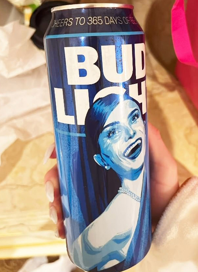Mulvaney was sent beer cans with her face on them for a promotional video.