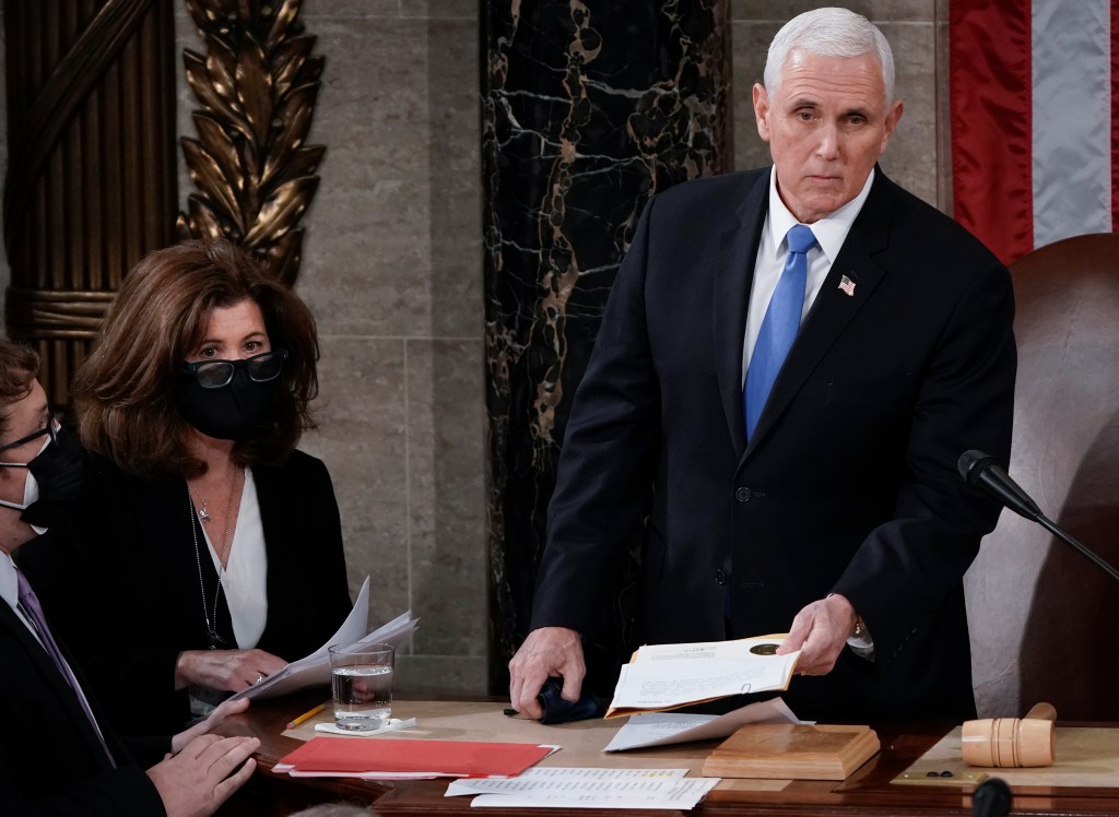 Scott also praised Pence for refusing Trump's demand that he reject Biden electors while presiding over a joint session of Congress on Jan. 6, 2021, before adding, "This DOJ uses their power, uses their authority not just against political opponents, but against conservatives and conservative causes."