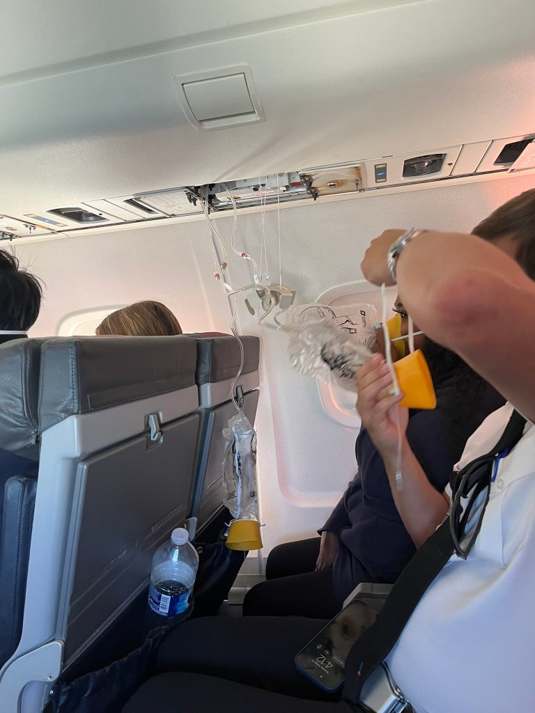 Oxygen masks were dropped from the overhead due to the rapid lost in altitude.