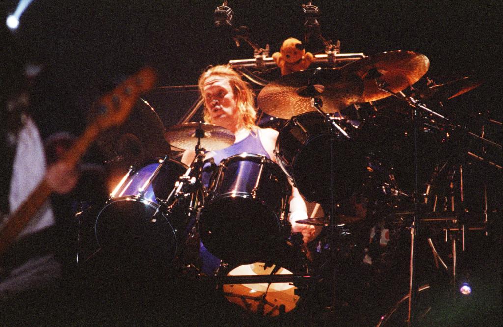 McBrain of Iron Maiden performs on stage at Earls Court Arena on June 16th, 2000 in London, England. 