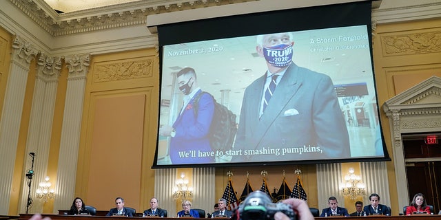 Roger Stone on screen during Jan. 6 committee hearing