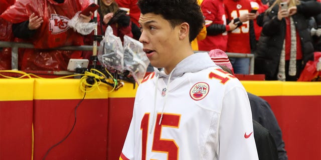 Jackson Mahomes attends a Kansas City Chiefs game