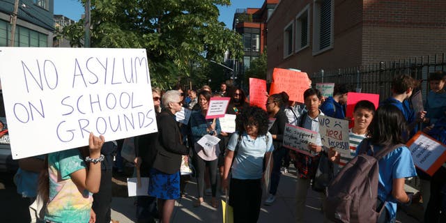 migrant center protest