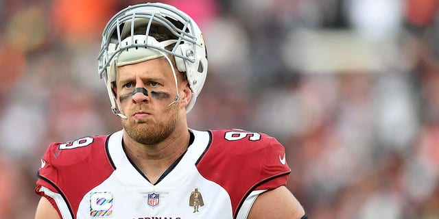 J.J. Watt looks on during a game