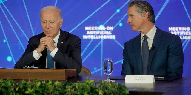 Newsom gazes at Biden during California AI event