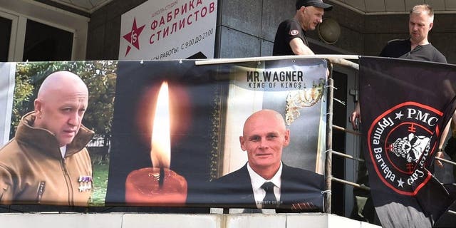 Memorial sign hung to celebrate Prigozhin