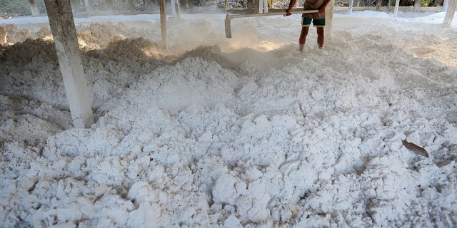 man in a limestone mine