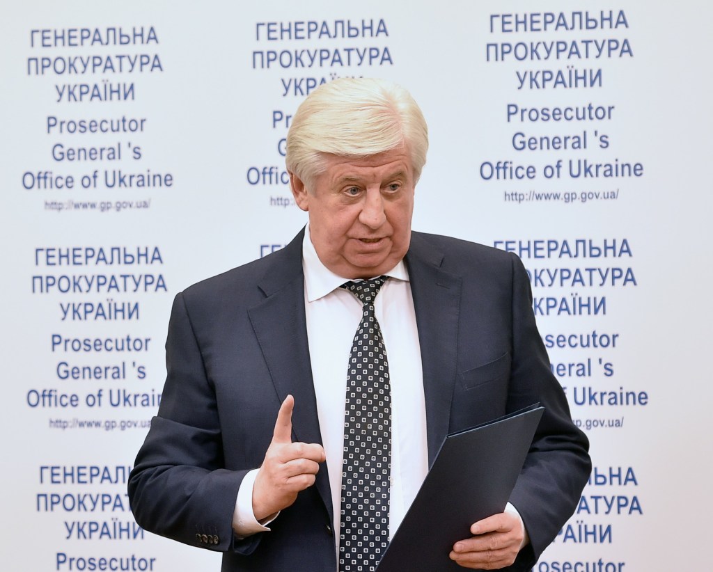 Ukrainian prosecutor general Viktor Shokin holds a press conference in Kiev on the situation in Dnipropetrovsk on November 2, 2015. 