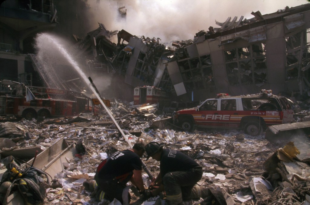 Like the 2001 New York City terrorist attack, the firefighters and police who are diligently scouring the rubble once frequented the decimated buildings.